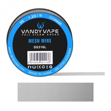 [Ships from Bonded Warehouse] Authentic VandyVape SS316L Mesh Wire DIY Heating Wire for Mesh RDA - 1.2ohm/Ft, 5 Feet (200 Mesh)