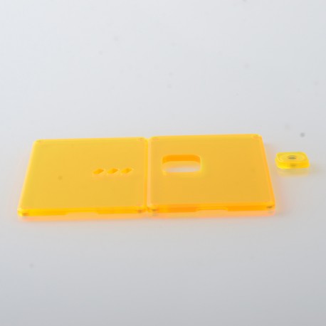 Authentic MK MODS Front + Back Cover Panel Plate w/ Button for Vandy Pulse AIO Mini Kit - Fluo Yellow, Square Button Hole