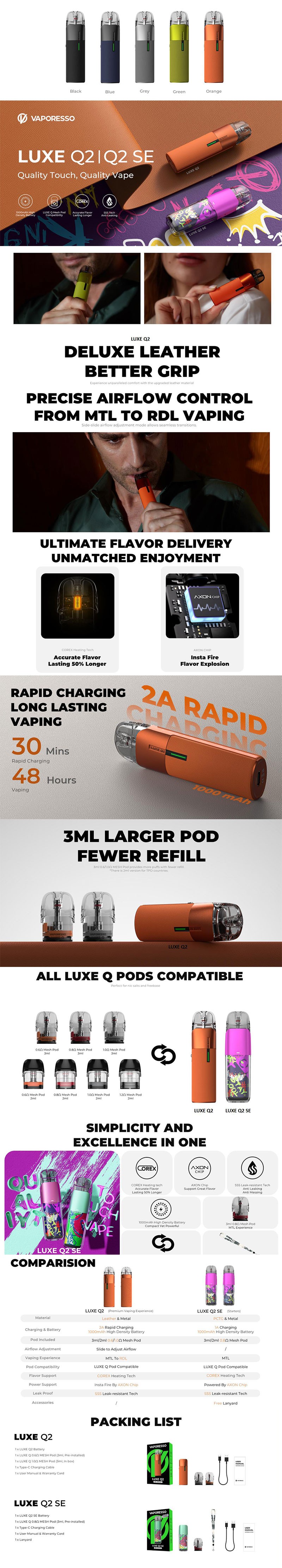 Autentico kit di sistema pod vaporesso Luxe Q2