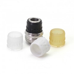 SXK Monarchy MNCH Knob Style Drip Tip for BB / Billet / Boro AIO Box Mod - SS316 + Black POM + White PET + Clear Acrylic + Ultem