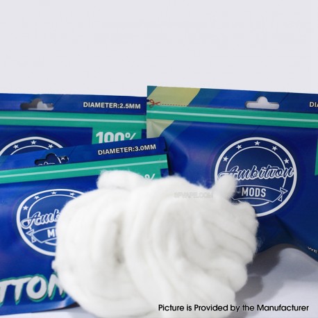 Authentic Ambition Mods Premium Organic Ingredient Optimized Long Staple Cotton - 3.0mm Diameter, 5 Meters
