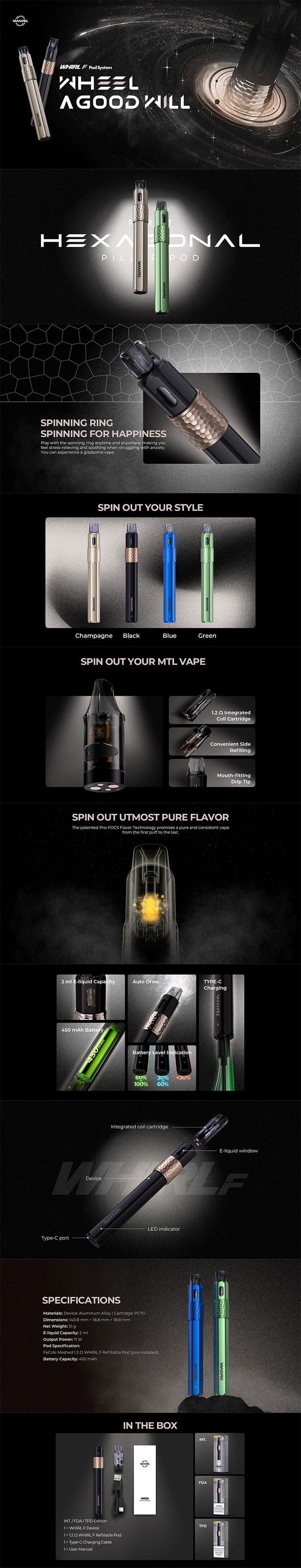 Authentic Uwell Whirl F Pod System Kit