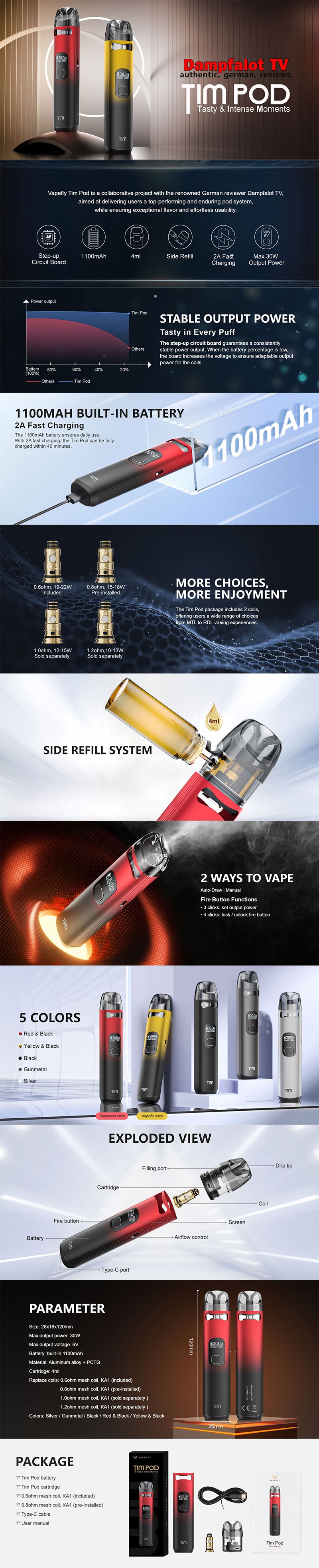 Authentic Vapefly Tim Pod System Kit