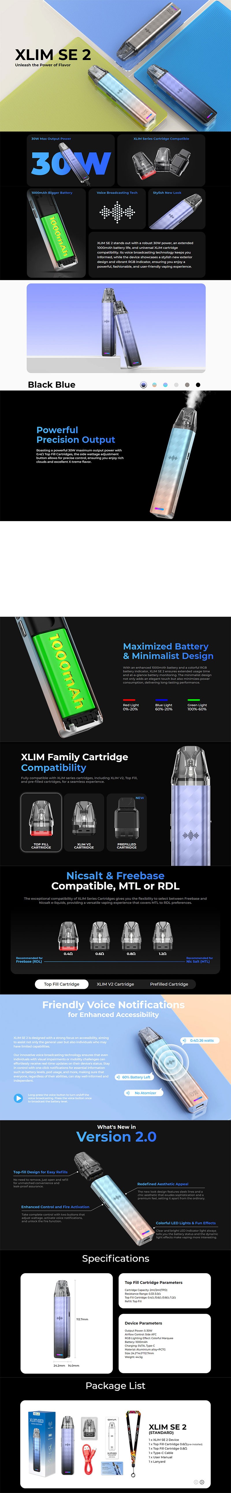 Authentic OXVA Xlim SE 2 Pod System Kit