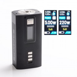 Authentic Steam Crave Hadron 220W TC VW Variable Wattage Box Mod - Black, 5~220W, 2 x 18650 / 21700