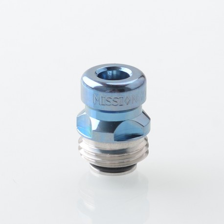 Mission Tips V2 Mini Nuke Style Drip Tip for BB / Billet Boro AIO Mod - Blue, Stainless Steel + Titanium