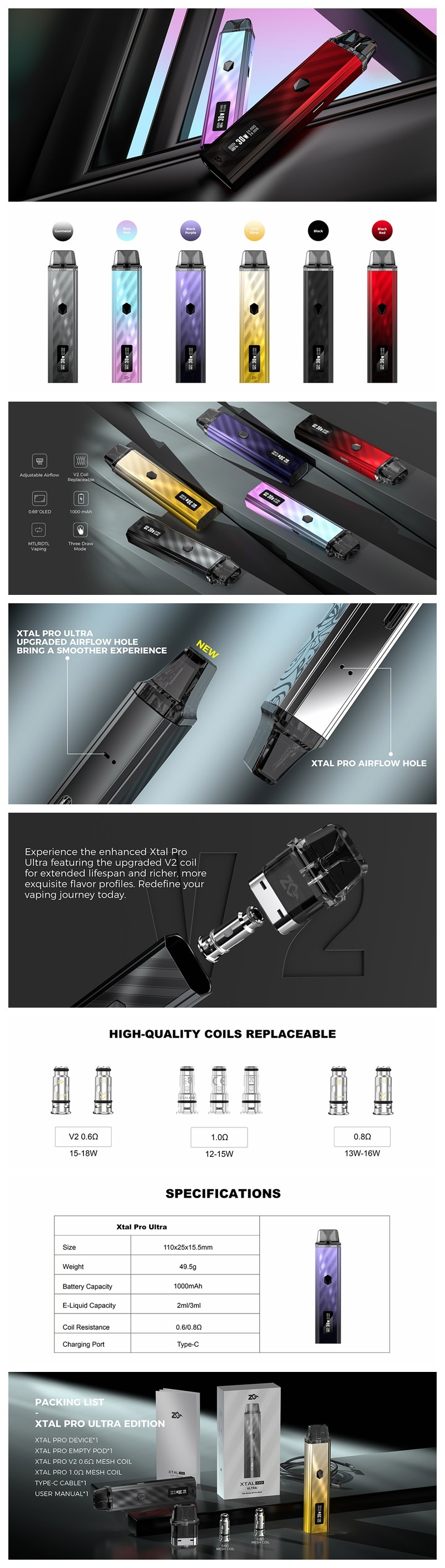 Authentic ZQ Xtal Pro Ultra Pod System Kit