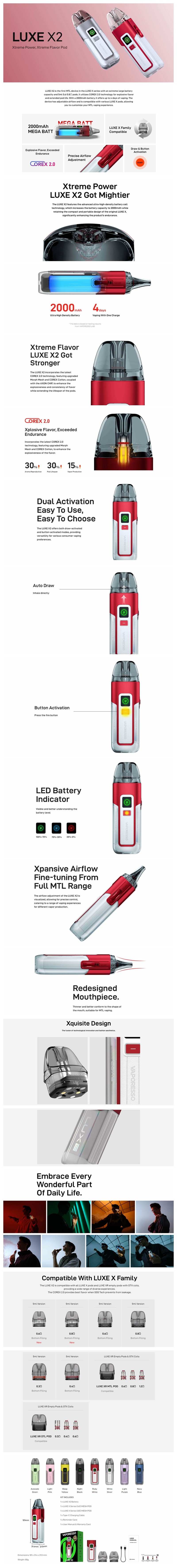 Authentic Vaporesso Luxe X2 Pod System Kit