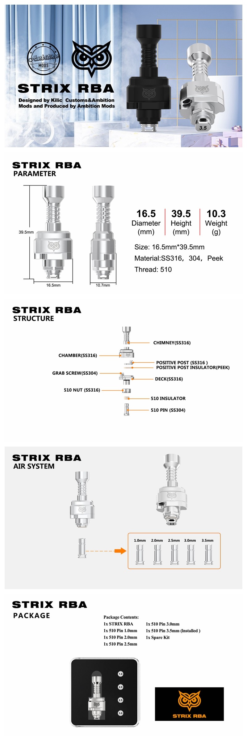 Authentic Ambition Mods STRIX RBA Boro Bridge for Billet / BB / Boro Mod