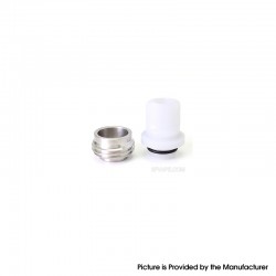 SXK Monarchy Smooth Style DL Drip Tip for BB / Billet / Boro AIO Box Mod - White, POM + Stainless Steel