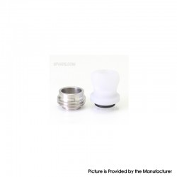 SXK Monarchy Thick Hybrid Style DL Drip Tip for BB / Billet / Boro AIO Box Mod - White, POM + Stainless Steel