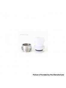 SXK Monarchy Thick Hybrid Style DL Drip Tip for BB / Billet / Boro AIO Box Mod - White, POM + Stainless Steel
