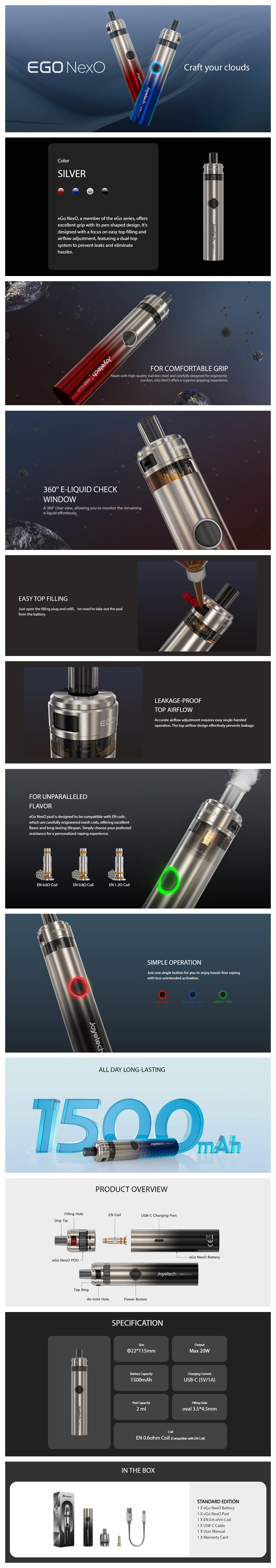Authentic Joyetech eGo Nexo Pod System Kit