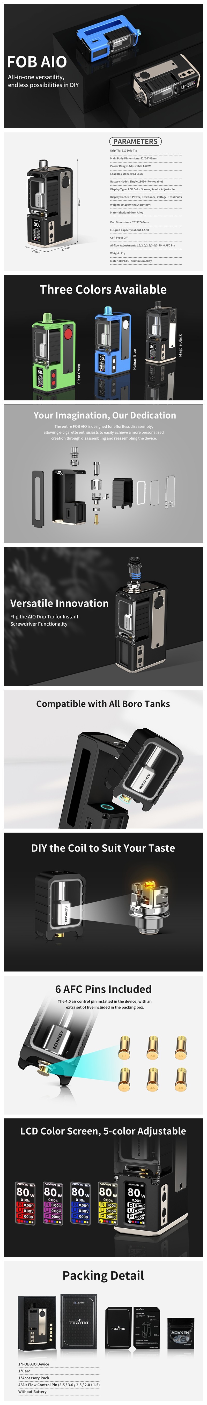 Advenic Advken Fob 80W Aio Boro Box Mod Kit