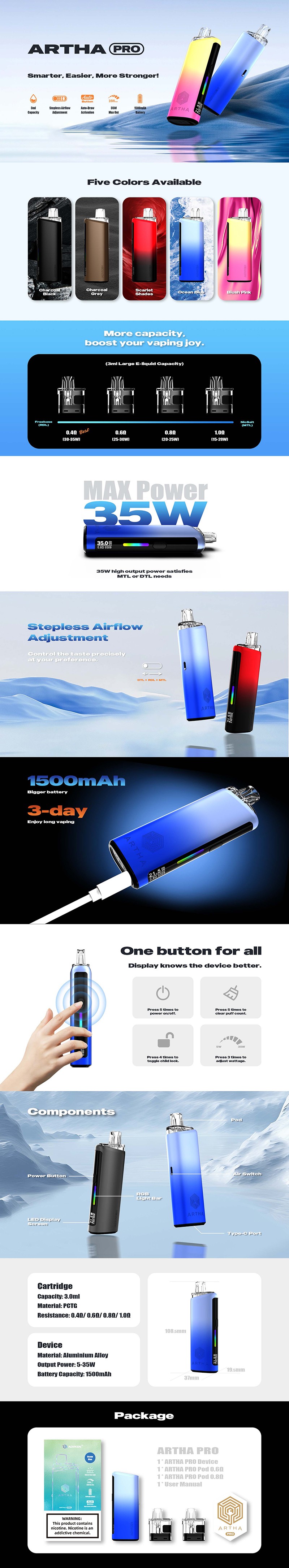 Authentic Advken Artha Pro Pod Kit