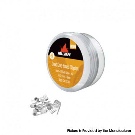 [Ships from Bonded Warehouse] Authentic Hellvape Ni90 Quad Core Fused Clapton Prebuilt Coil - 28Ga x 4 + 36Ga, 0.2ohm (10 PCS)