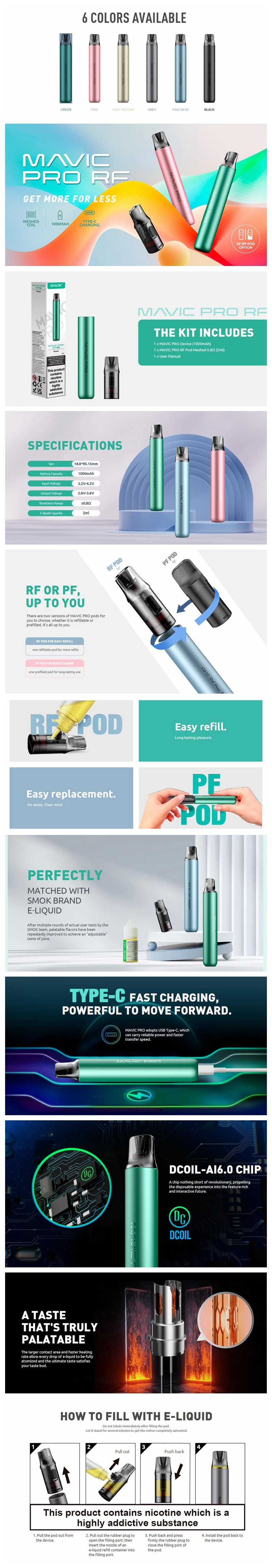 Authentic SMOK Mavic Pro RF Pod System Kit