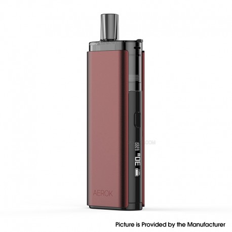 [Ships from Bonded Warehouse] Authentic Wotofo Aerok 30W Pod System Kit - Burgundy Red, VW 5~30W, 1650mAh, 4ml, 0.6ohm / 0.8ohm