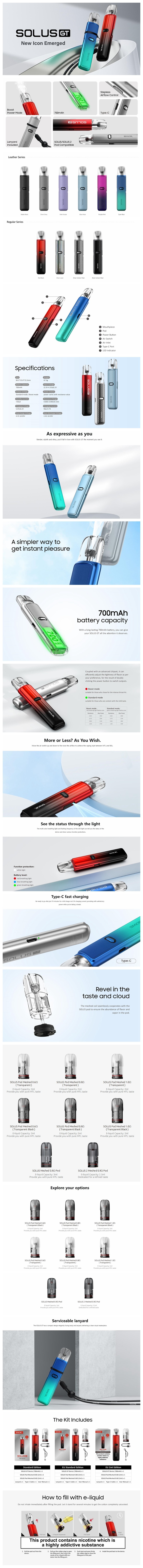 Authentic SMOK Solus GT Pod System Kit