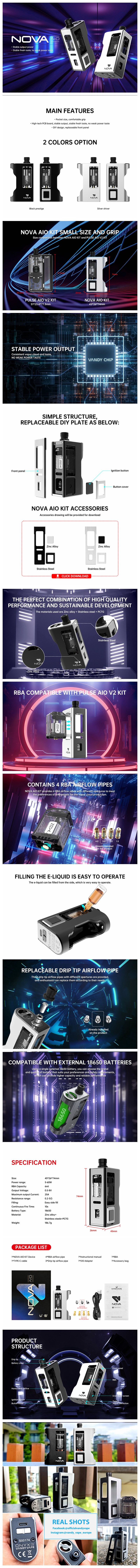 Аутентичный Vandy Vape Nova 60W AIO VW Box Mod Kit