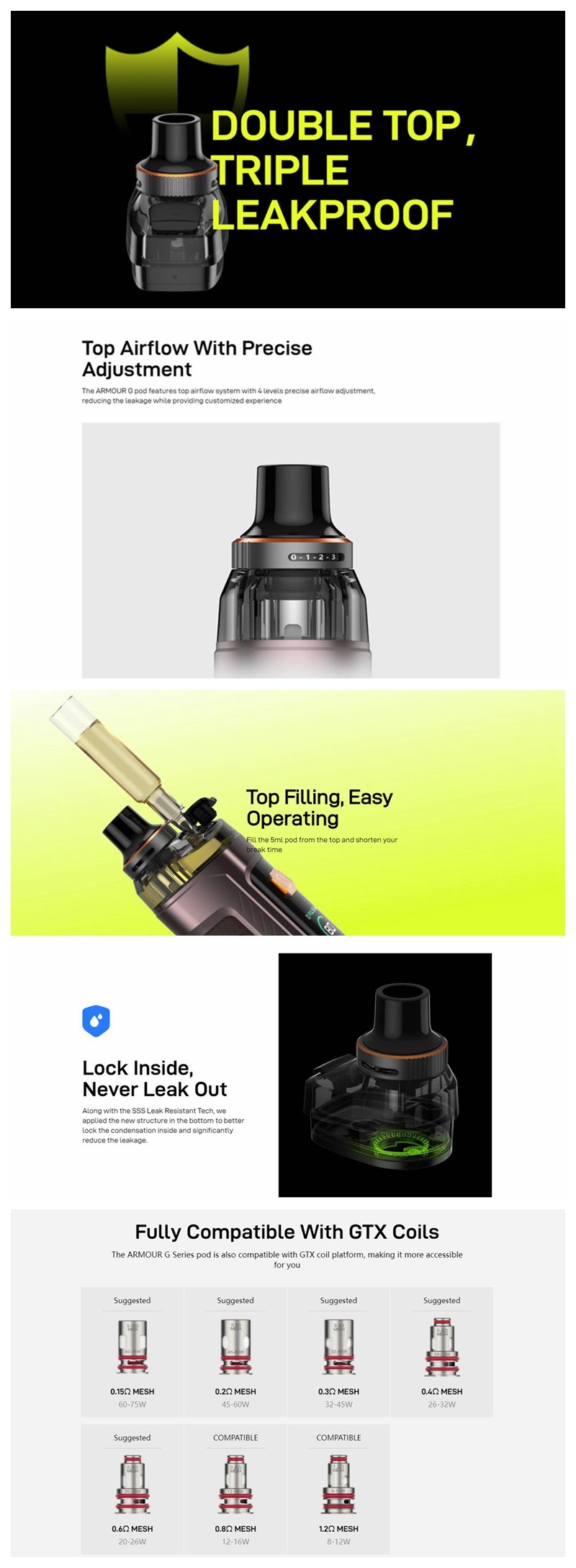 Authentic Vaporesso Armour G Empty Pod Cartridge
