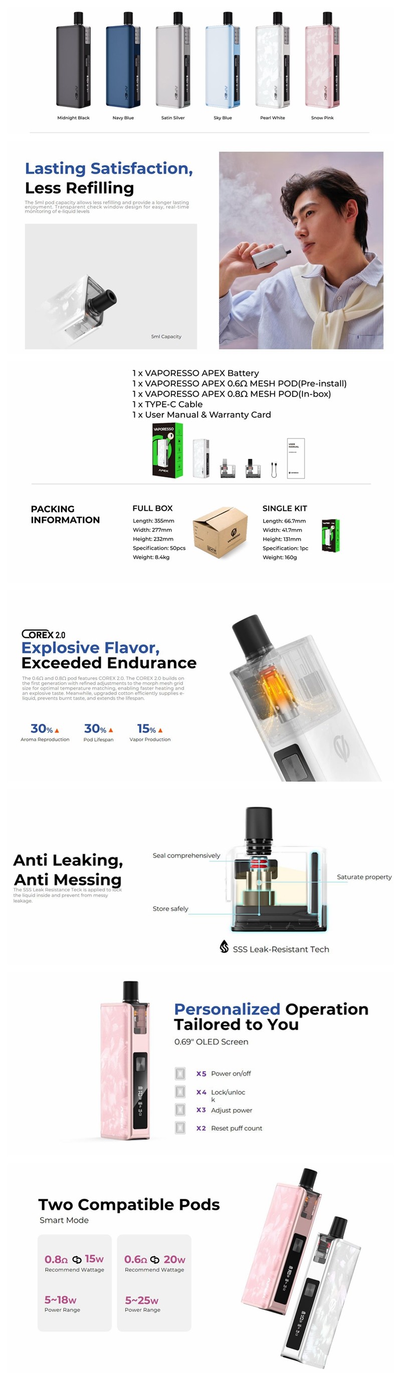 Authentic Vaporesso Apex 30Wポッドシステムキット
