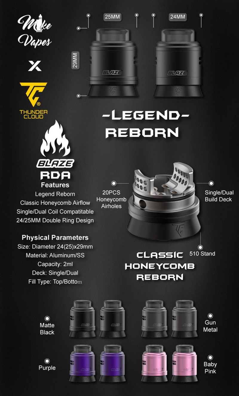 Thunder Cloud Blaze RDA Atomizzatore gocciolante