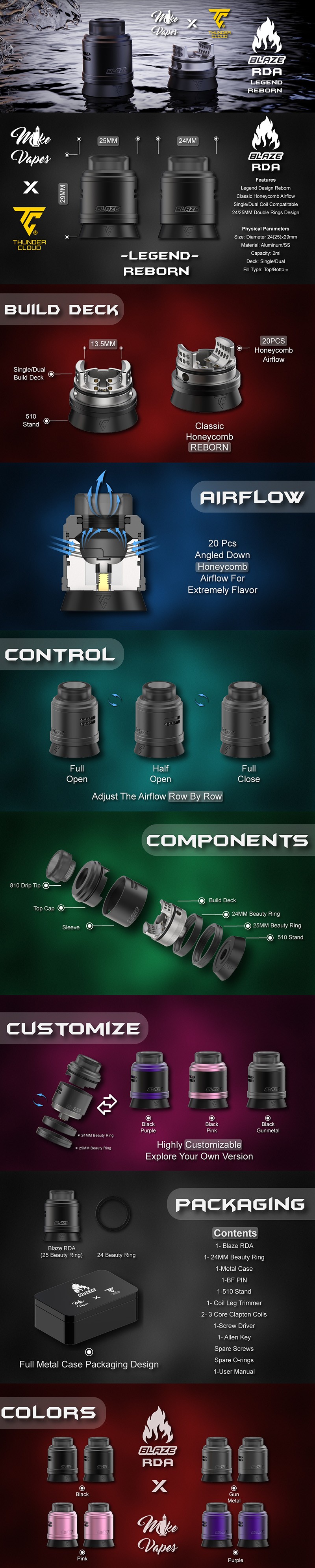 Thunder Cloud Blaze RDA Atomizzatore gocciolante