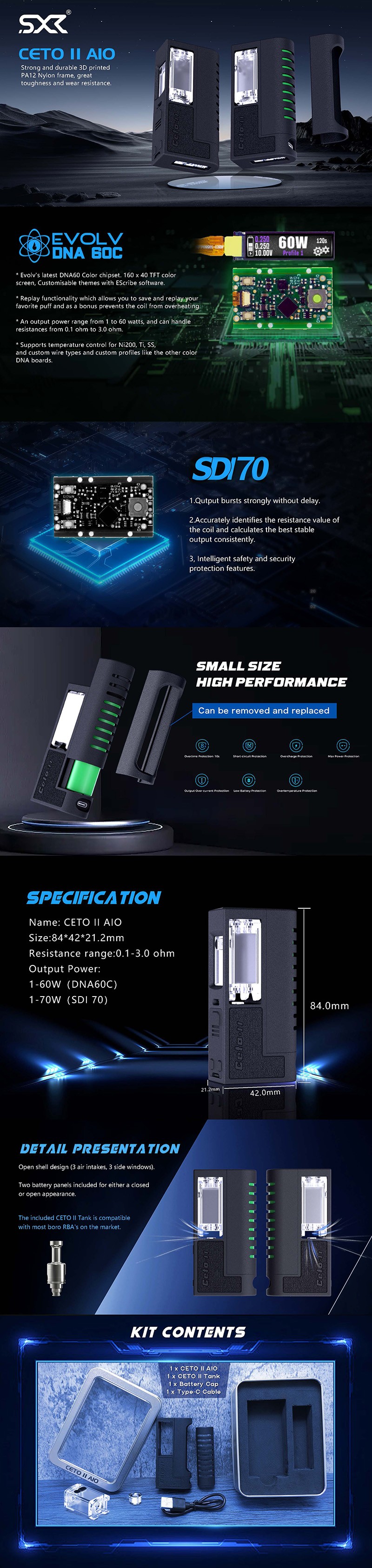 Authentisch SXK ceto AIO ii AIO Box Mod