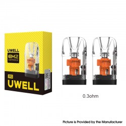 [Ships from Bonded Warehouse] Authentic Uwell EM2 Replacement Pod Cartridge for EM2 Pod Kit - 0.3ohm, 4.5ml (2 PCS)