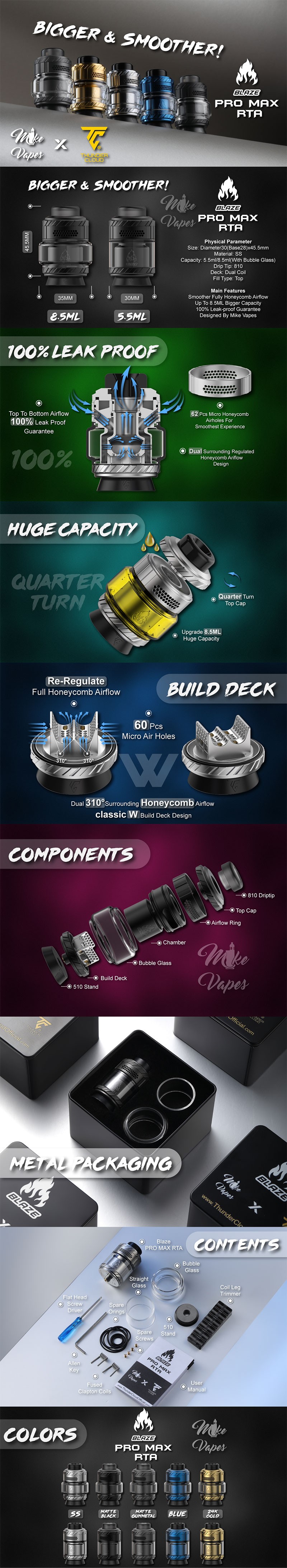 Authentic Thunder Cloud Blaze Pro Max RTA Atomizer