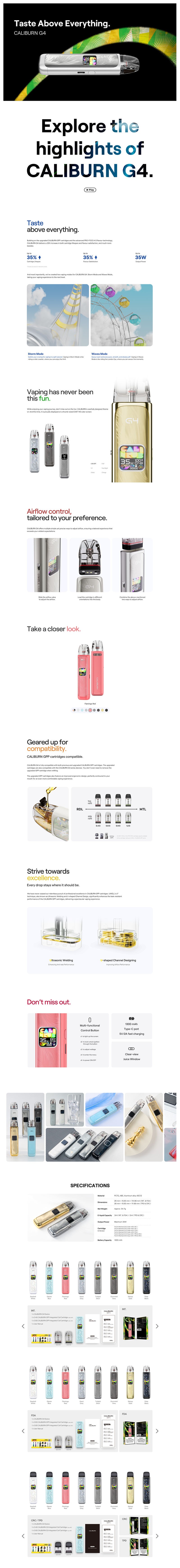 Authentic Uwell Caliburn G4 35W Pod System Kit