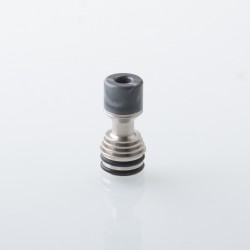 Four One Five 415 Tombo Giri Baby Style Short 510 Drip Tip - Silver + Black, Stainless Steel + Resin
