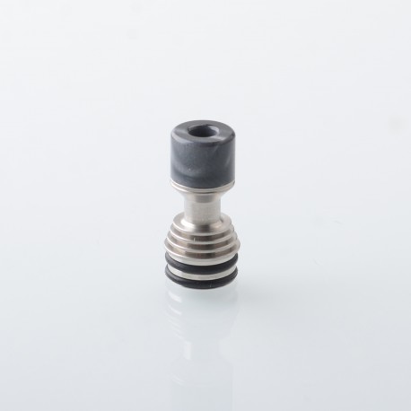 Four One Five 415 Tombo Giri Baby Style Short 510 Drip Tip - Silver + Black, Stainless Steel + Resin