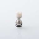 Four One Five 415 Tombo Giri Baby Style Short 510 Drip Tip - Silver + White, Stainless Steel + Resin