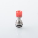 Four One Five 415 Tombo Giri Baby Style Short 510 Drip Tip - Silver + Red, Stainless Steel + Resin