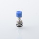 Four One Five 415 Tombo Giri Baby Style Short 510 Drip Tip - Silver + Blue, Stainless Steel + Resin