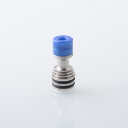 Four One Five 415 Tombo Giri Baby Style Short 510 Drip Tip - Silver + Blue, Stainless Steel + Resin