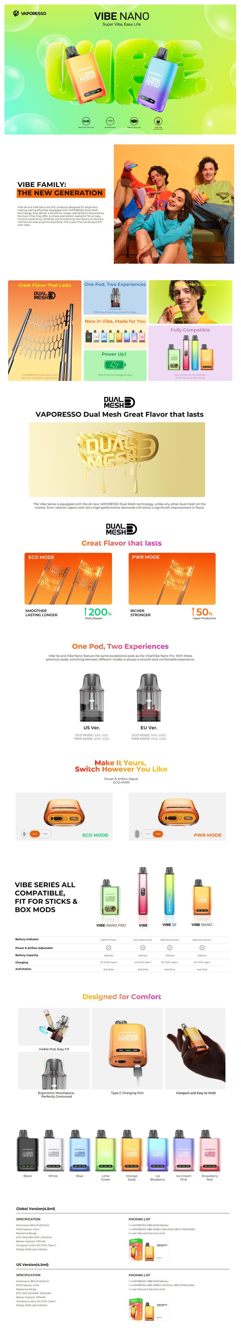 Authentic Vaporesso Vibe Nano Pod System