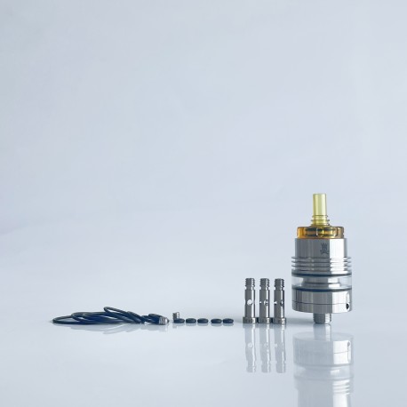 Rekavape Upgraded Monarchy OST Old School Style Tank RTA Atomizer - Silver + Brown, 3ml, Air Pin 1.0, 1.2, 1.5, 1.8mm, 22mm Dia