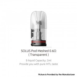 [Ships from Bonded Warehouse] Authentic SMOK Solus GT / Solus GT Box Pod Cartridge 2ml - Transparent, Meshed 0.6ohm (3 PCS)
