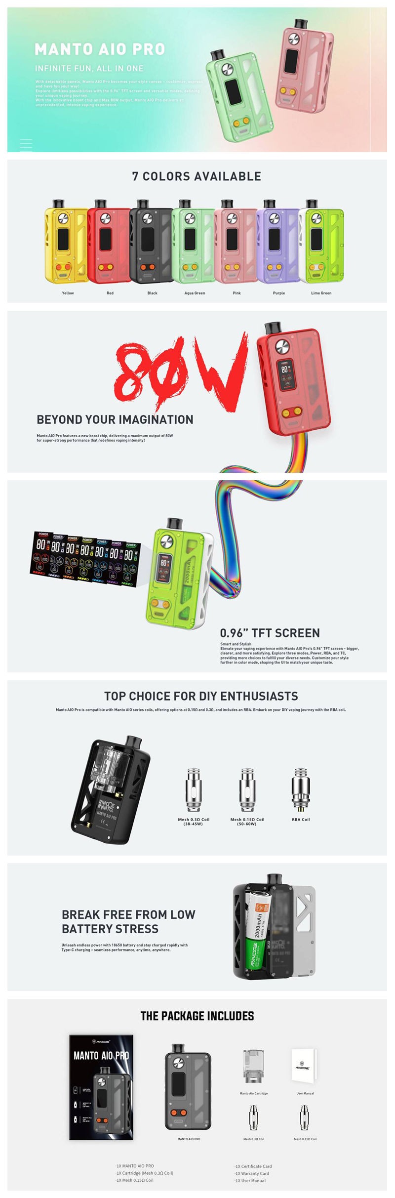 Authentic Rincoe Manto AIO PRO 80W Pod Kit