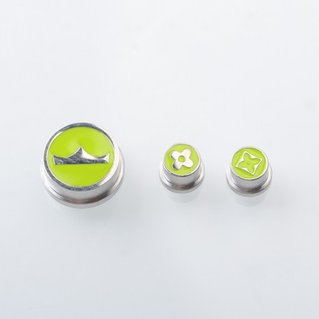 Rekavape Replacement Button Set for BMM.38 Aio Style Mod - Green, Monarchy Pattern (3 PCS)