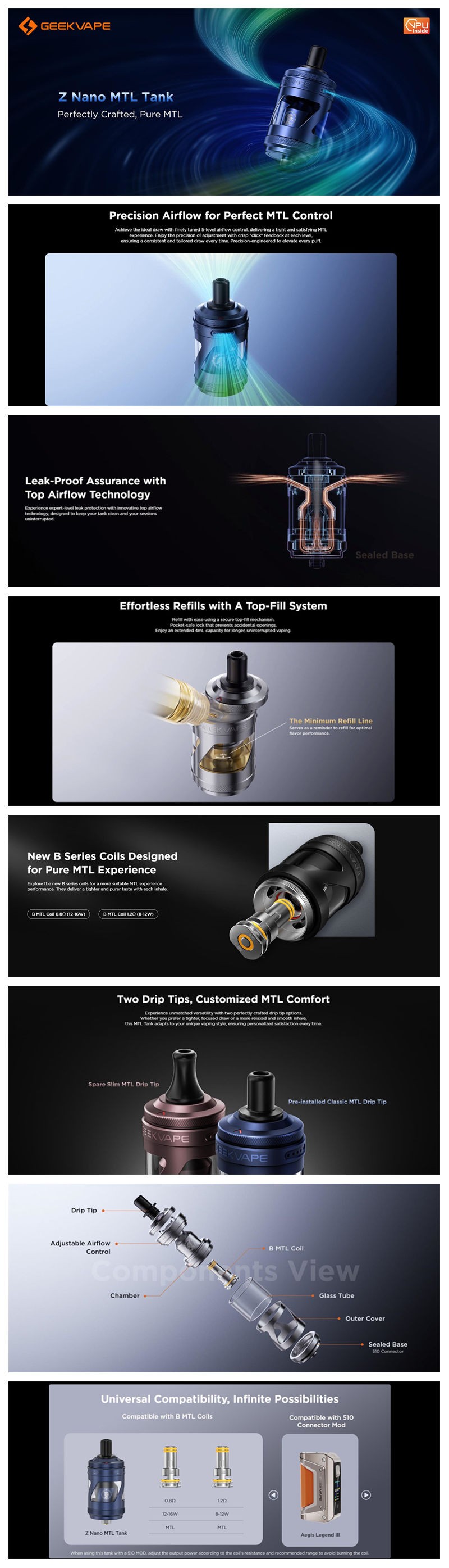 Authentic GeekVape Z Nano MTL Tank Atomizer