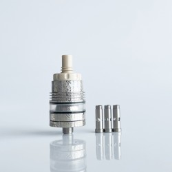 Rekavape Ost Old School Style DL RTA F-Dama Atomizer - Silver + Beige, 316SS + PEEK + PCTG, 3ml, Air Pin 2, 2.5, 3, 3.5mm, 22mm