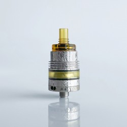 Rekavape Ost Old School Style DL RTA F-Dama Atomizer - Silver + Brown, 316SS + PEI + PEI, 3ml, Air Pin 2, 2.5, 3, 3.5mm, 22mm