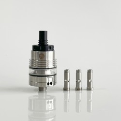 Rekavape Ost Old School Style DL RTA Atomizer - Silver + Black, 316SS + POM + PCTG, 3ml, Air Pin 2, 2.5, 3, 3.5mm, 22mm