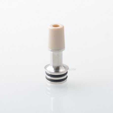 510 Drip Tip for RDA / RTA / RDTA Atomizer - Silver + Beige, Stainless Steel + PEEK
