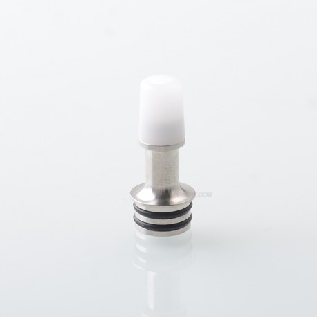510 Drip Tip for RDA / RTA / RDTA Atomizer - Silver + White, Stainless Steel + POM