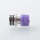 510 Drip Tip for RDA / RTA / RDTA Atomizer - Silver + Purple, Stainless Steel + Resin